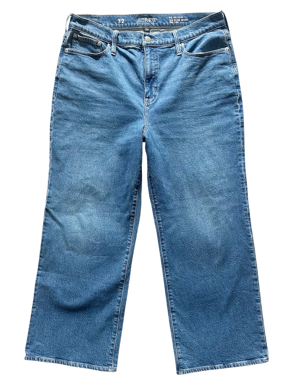 J. Crew High-rise Slim Wide Jean in 1996 Semi-Stretch Medium Wash Size 32 EUC